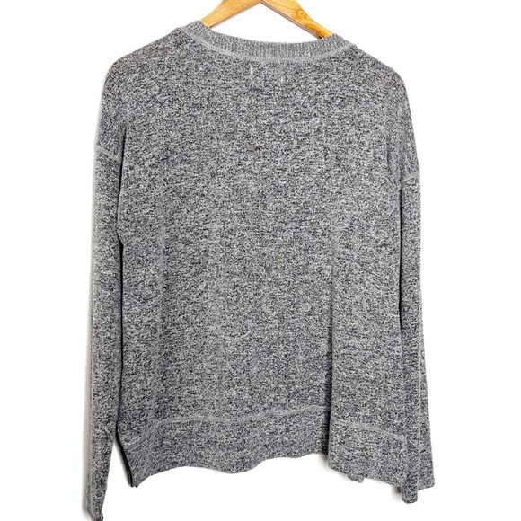 Lucky Brand Women’s Gray Black Marbled Crewneck Soft Fuzzy Long Sleeve Sweater - Picture 8 of 16